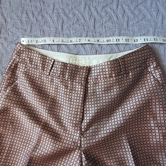 Kate Spade Lewitt Margaux Crop Satin Pants Pink Check Womens 6 Preppy - Picture 11 of 14
